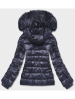 Tmavě modrá krátká dámská zimní bunda (YP-20129-55)
