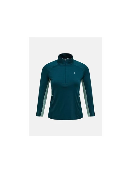Dámské tričko PEAK PERFORMANCE W Core Half Zip Baselayer, zelená barva