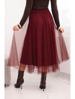 Dámská midi sukně model 21784985 s podšívkou viskóza bordová - K-Fashion Dámská midi sukně model 21784985 s podšívkou viskóza bordová - K-Fashion