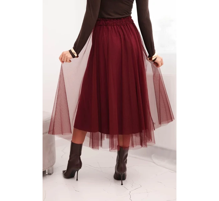 Dámská midi sukně model 21784985 s podšívkou viskóza bordová - K-Fashion Dámská midi sukně model 21784985 s podšívkou viskóza bordová - K-Fashion