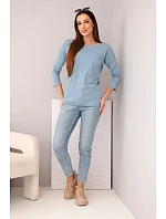 Dámská halenka s lodičkovým výstřihem jeansová