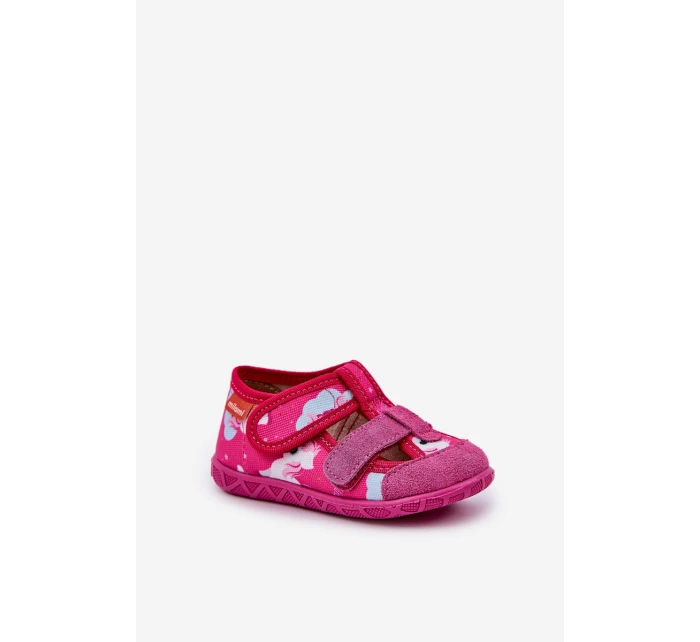 Dětské pantofle na suchý zip s fuchsie model 21682760 - Milami