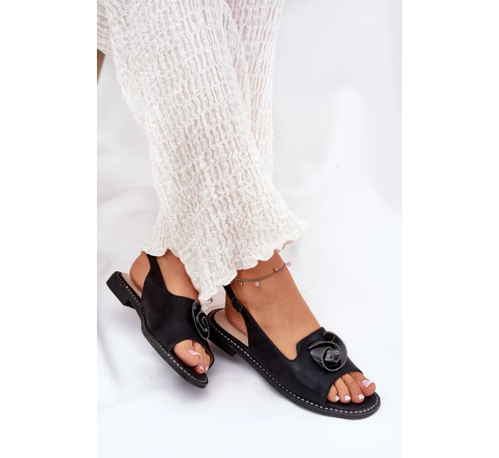 Lesklé Dámské Sandály S Ozdobou model 21691546 Černé - S.Barski