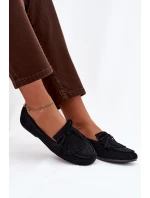 Dámské mokasíny s třásněmi černé model 21919027 - Boto