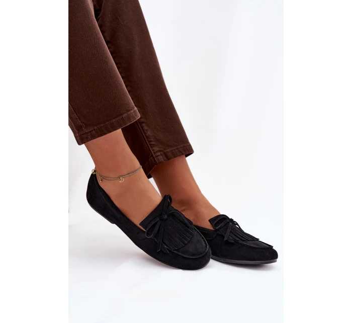 Dámské mokasíny s třásněmi černé model 21919027 - Boto