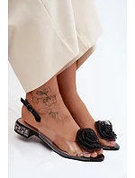 Dámské průhledné sandály s růží D&A MR61-9003 Černé