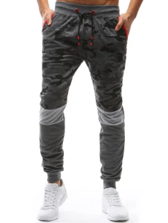 Pánské kamuflážní antracitové tepláky FashionStreet UX3628