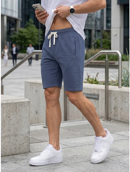 Pánské teplákové kraťasy se šňůrkou, modré, FashionStreet SX2623