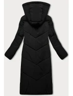 Černá dlouhá dámská zimní bunda s kožešinovou podšívkou LHD (LHD-24571) Černá dlouhá dámská zimní bunda s kožešinovou podšívkou LHD (LHD-24571)