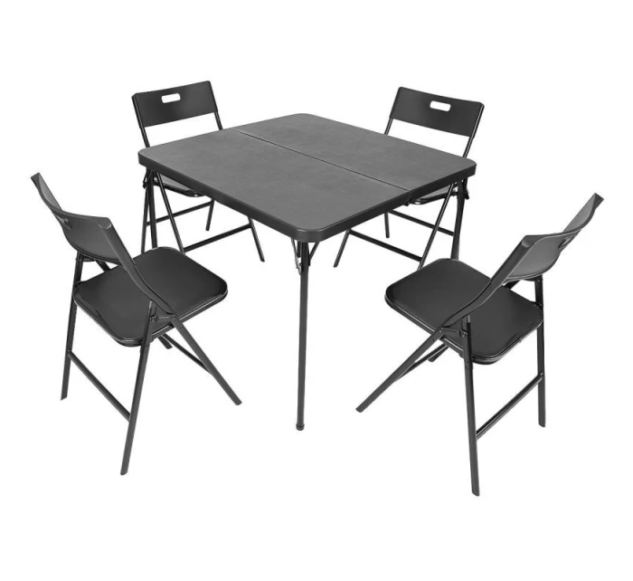 STOLEK PRO CATERING KOMPAKTNÍ STOLEK 86,5x86,5x71 cm a 4 SEDÁTKA ČERNÝ