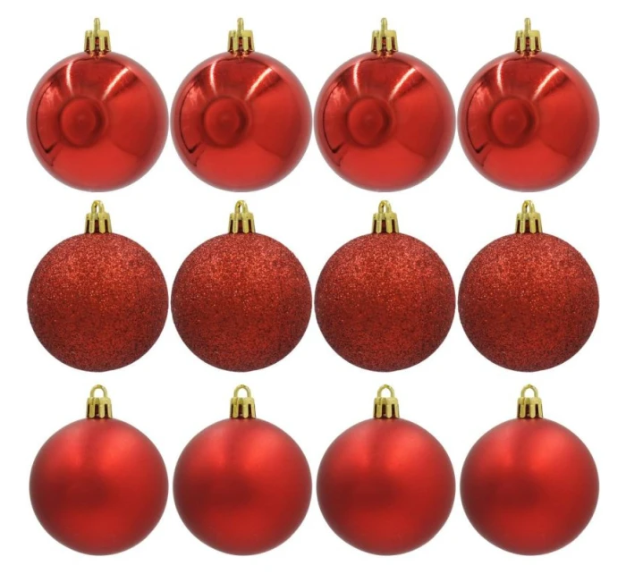 DEKORATIVNÍ PLASTOVÁ CETKA 12KS 60MM ČERVENÁ