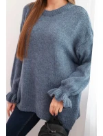 Dámský svetr s přídavkem mohairu a vlny volného střihu model 21764751 - K-Fashion Dámský svetr s přídavkem mohairu a vlny volného střihu model 21764751 - K-Fashion
