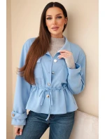 Dámská rozepínací mikina máslová s tkaničkou a kapsami modrá