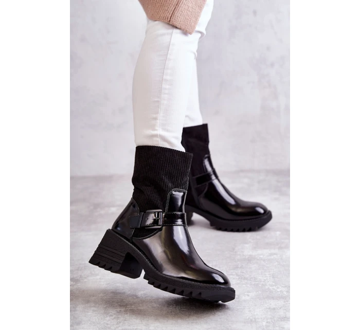 Dámské Teplé Kozačky Na Podpatku černé model 21596774 - Boto