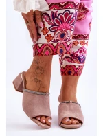 Semišové pantofle na vysokém podpatku model 21619099 Béžove - S.Barski Semišové pantofle na vysokém podpatku model 21619099 Béžove - S.Barski