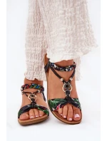 Dámské Ploché Sandály S Páskem A Dekorací Černé model 21693414 - Artiker