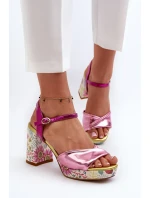 Dámské květinové sandály na vysokém podpatku D&A růžové Dámské květinové sandály na vysokém podpatku D&A růžové