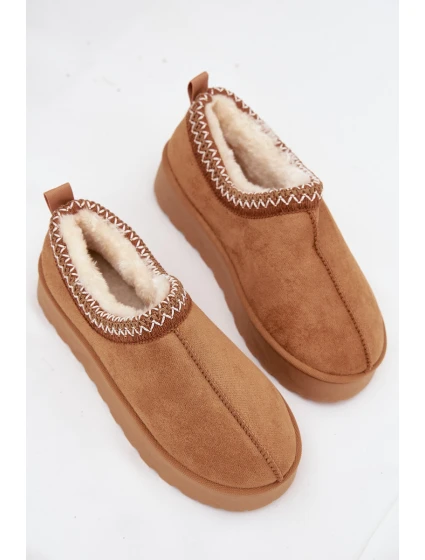 Dámské nízké sněhule Taliah na platformě s vyšíváním – camel
