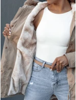 Dámská zimní bunda parka s kožešinou béžová model 21979832 - Dstreet