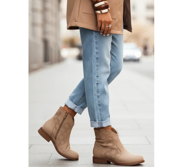 Dámské béžové ažurové boty FashionStreet ZY1344 Dámské béžové ažurové boty FashionStreet ZY1344
