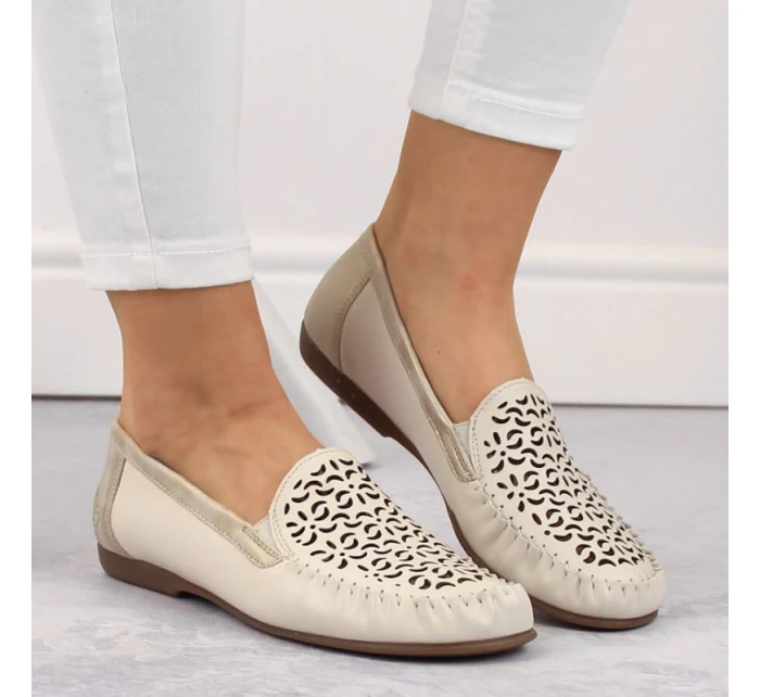 Kožené pohodlné polobotky Rieker W RKR658 beige