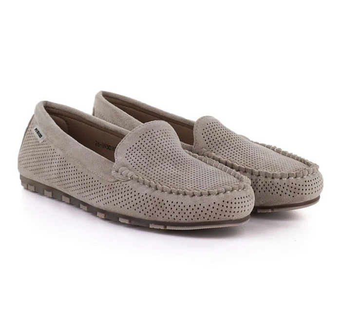 Dámské semišové polobotky khaki mokasíny model 22097293 - Potocki