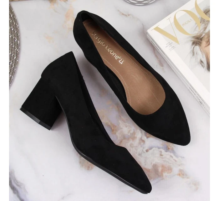 Sergio Leone W SK358A černé lodičky na podpatku