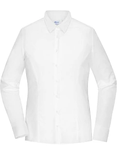 JN Popelínová halenka slim fit s dlouhým rukávem 02. white model 22445753 - Daiber