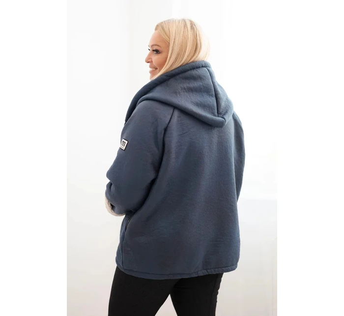 Dámská bunda Plus Size s kapucí a model 21439206 džínová - K-Fashion