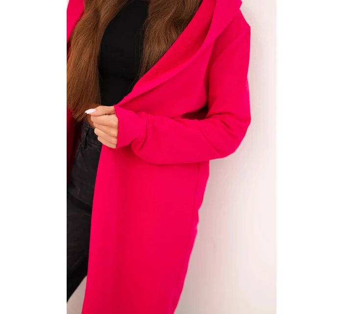 Dámská bavlněná bunda s kapucí a prodlouženým předním dílem fuchsie Dámská bavlněná bunda s kapucí a prodlouženým předním dílem fuchsie