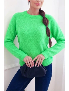 Dámský svetr z baby alpaky s dlouhým rukávem neonově zelený