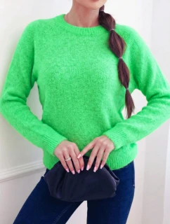 Dámský svetr z baby alpaky s dlouhým rukávem neonově zelený