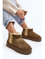 Kožené Semišové Sněhule Dámské Zelené model 21642388 - Boto