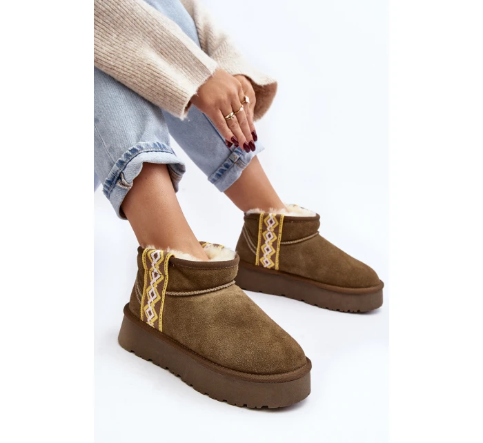 Kožené Semišové Sněhule Dámské Zelené model 21642388 - Boto