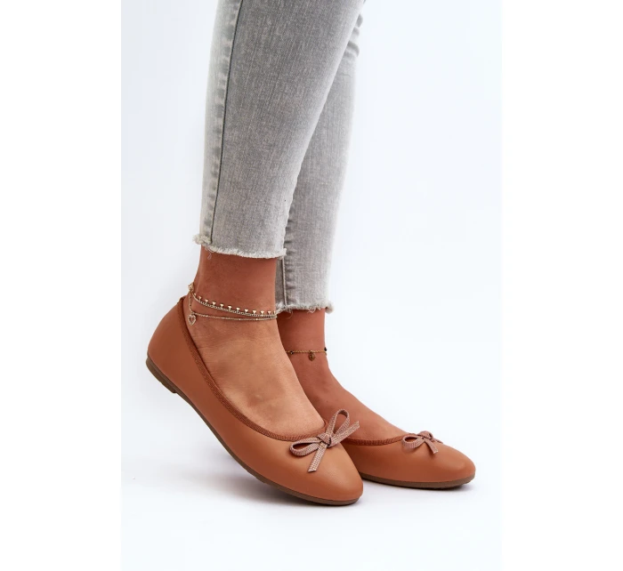 Baleríny z ekologické kůže s mašlí Camel Sandal Baleríny z ekologické kůže s mašlí Camel Sandal