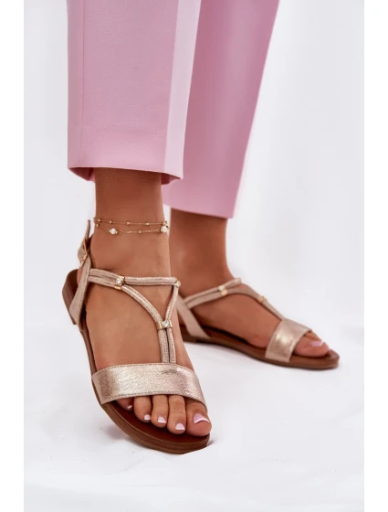 Dámské Plátěné Sandály S Pásky S.Barski KV51-120 Růžové Zlato Dámské Plátěné Sandály S Pásky S.Barski KV51-120 Růžové Zlato