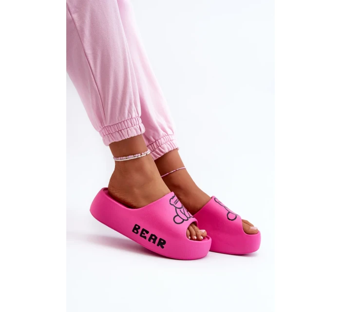 Dámské pěnové pantofle na masivní podrážce s medvídkem Fuchsia Lamira Dámské pěnové pantofle na masivní podrážce s medvídkem Fuchsia Lamira