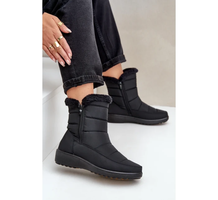 Dámské sněhule na zip s kožíškem černé Fiorittia Dámské sněhule na zip s kožíškem černé Fiorittia