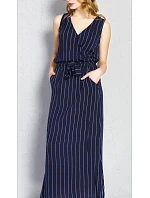 Dámské šaty Alena Tmavě modrá s bílou vzor - Vienetta