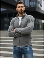 Pánská světle šedá mikina na zip FashionStreet BX4773 Pánská světle šedá mikina na zip FashionStreet BX4773