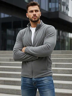 Pánská světle šedá mikina na zip FashionStreet BX4773