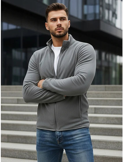 Pánská světle šedá mikina na zip FashionStreet BX4773 Pánská světle šedá mikina na zip FashionStreet BX4773