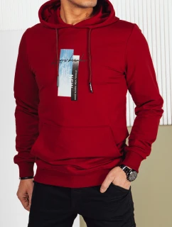 Pánská mikina s kapucí bordó FashionStreet BX5728