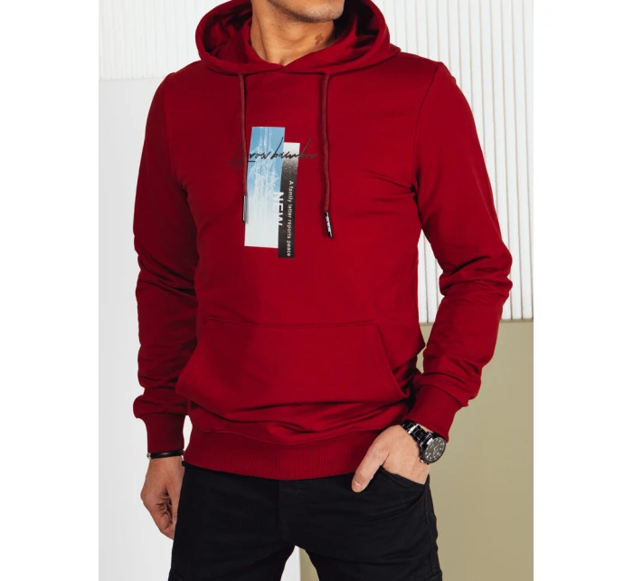 Pánská mikina s kapucí bordó FashionStreet BX5728