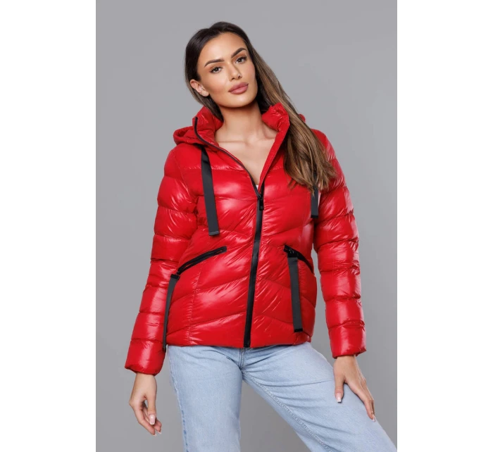 Červená krátká dámská zimní bunda (23066-(270)(1)) Červená krátká dámská zimní bunda (23066-(270)(1))