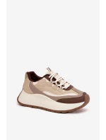 Dámské sneakers na platformě Big Star SS274002 HI-POLY SYSTEM Béžové Dámské sneakers na platformě Big Star SS274002 HI-POLY SYSTEM Béžové