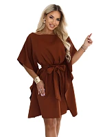Dámské šaty SOFIA hnědé model 22384864 - numoco Dámské šaty SOFIA hnědé model 22384864 - numoco