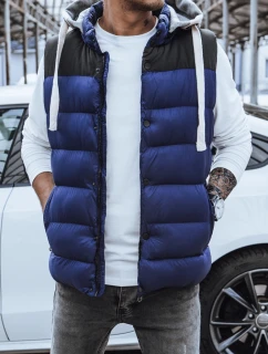 Pánská prošívaná vesta s kapucí tmavě modrá FashionStreet TX3937