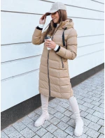 Dámská prošívaná zimní bunda s kapucí MENSI tmavě béžová FashionStreet TY3970 Dámská prošívaná zimní bunda s kapucí MENSI tmavě béžová FashionStreet TY3970