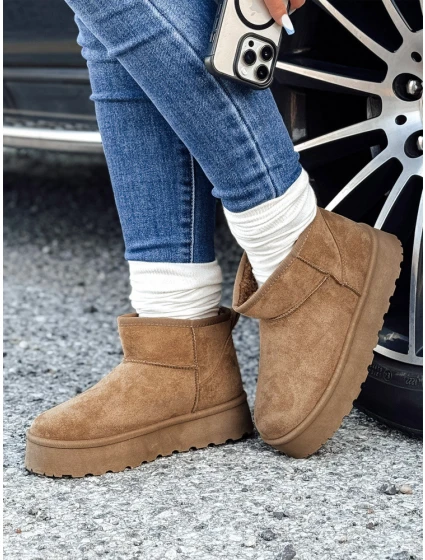 Dámské sněhule na platformě béžové FashionStreet ZY1066